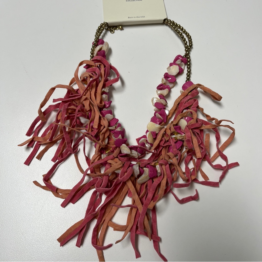 Mia Collection Born In The Usa Pink Tassels Shell Boho Costume Festival Necklace 15$